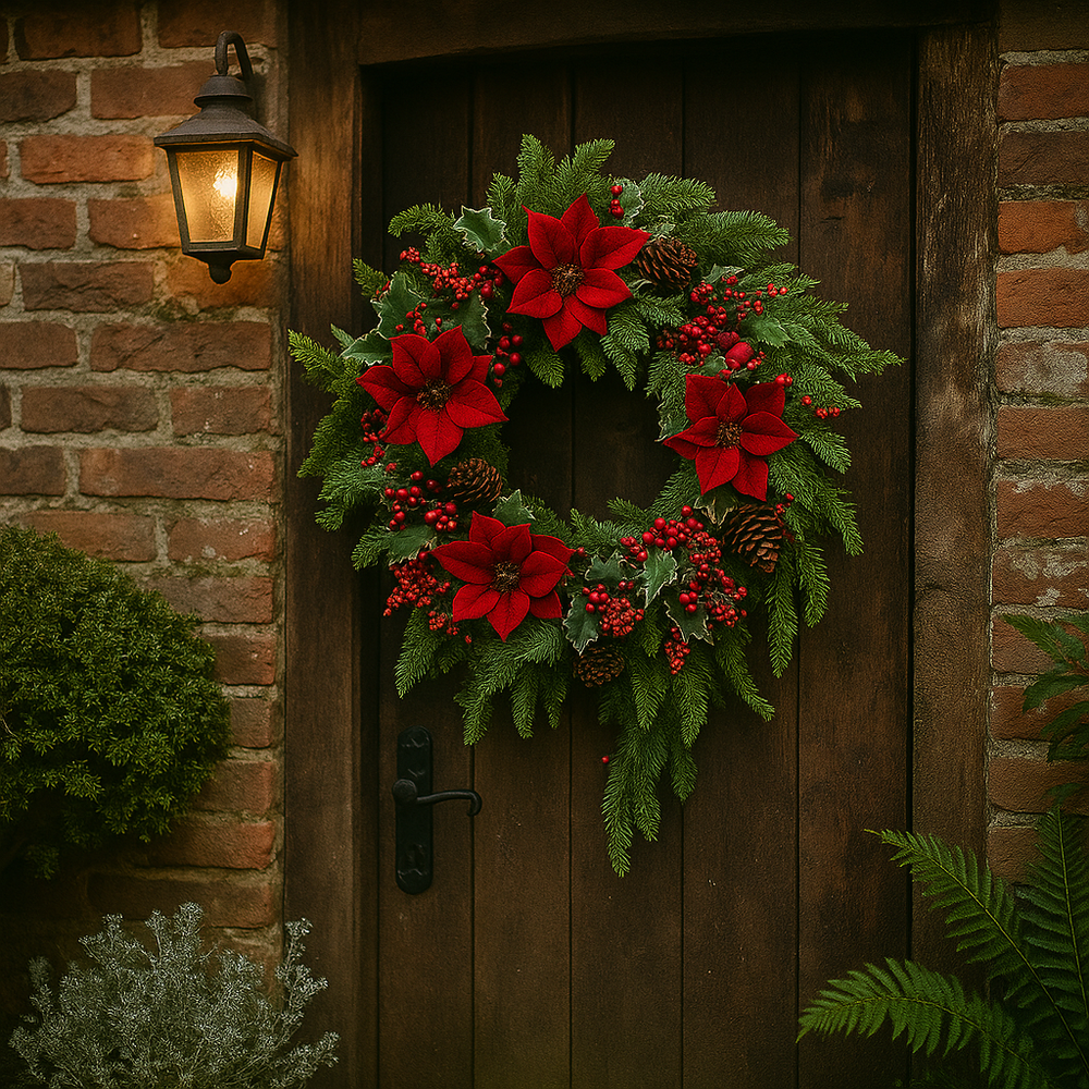 Decoratieve krans: Rode bloemen