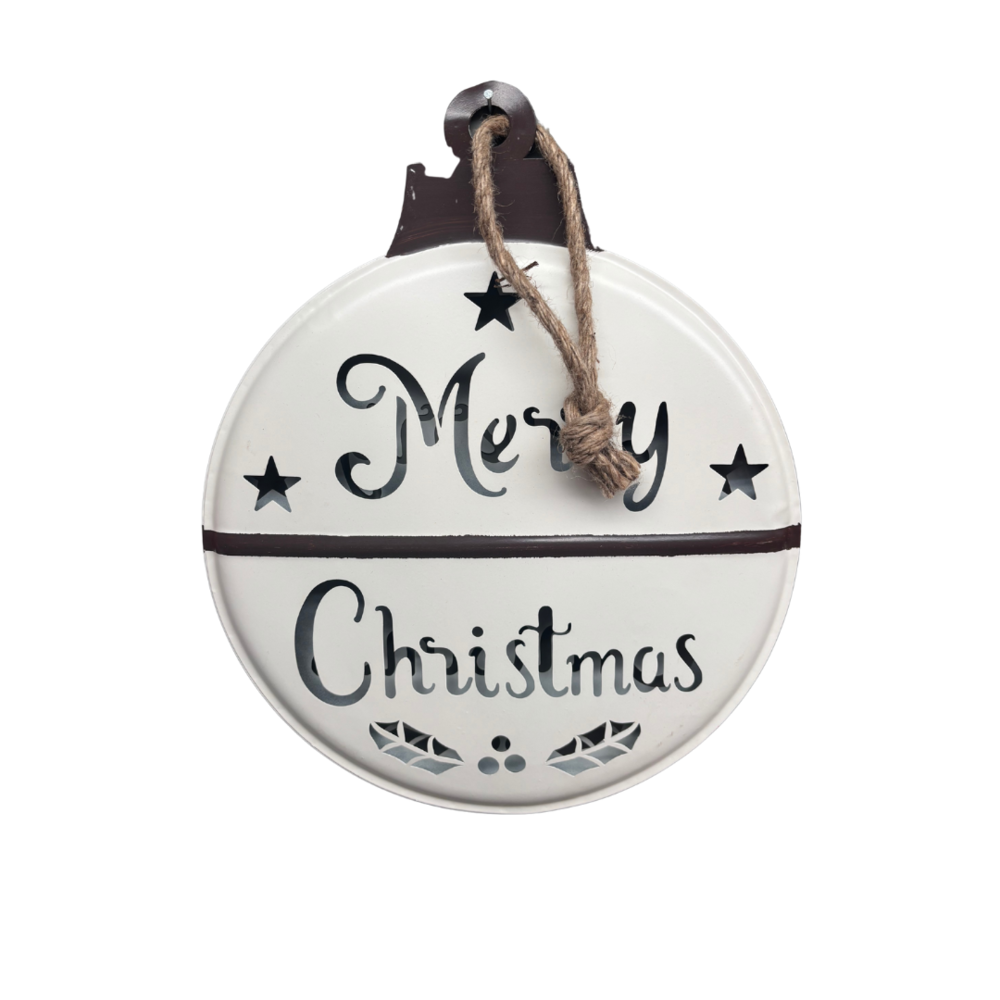Ijzeren bal plat Merry Christmas S