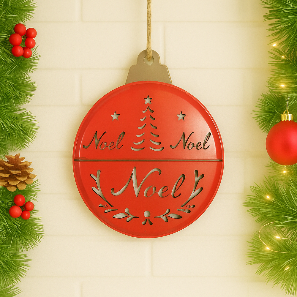 IJzeren kerstbal plat: Noël