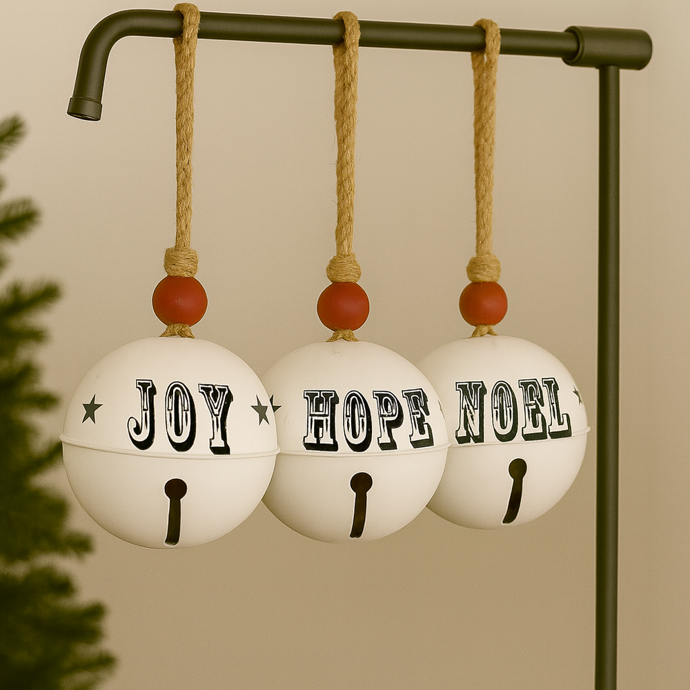 IJzeren kerstbal S: Noël, Joy & Hope