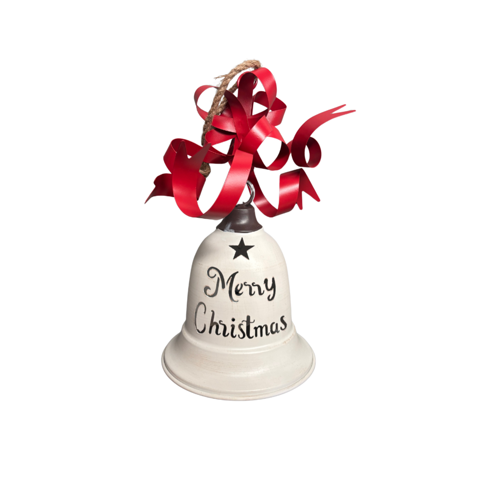 Kerstbel Merry Christmas met strik